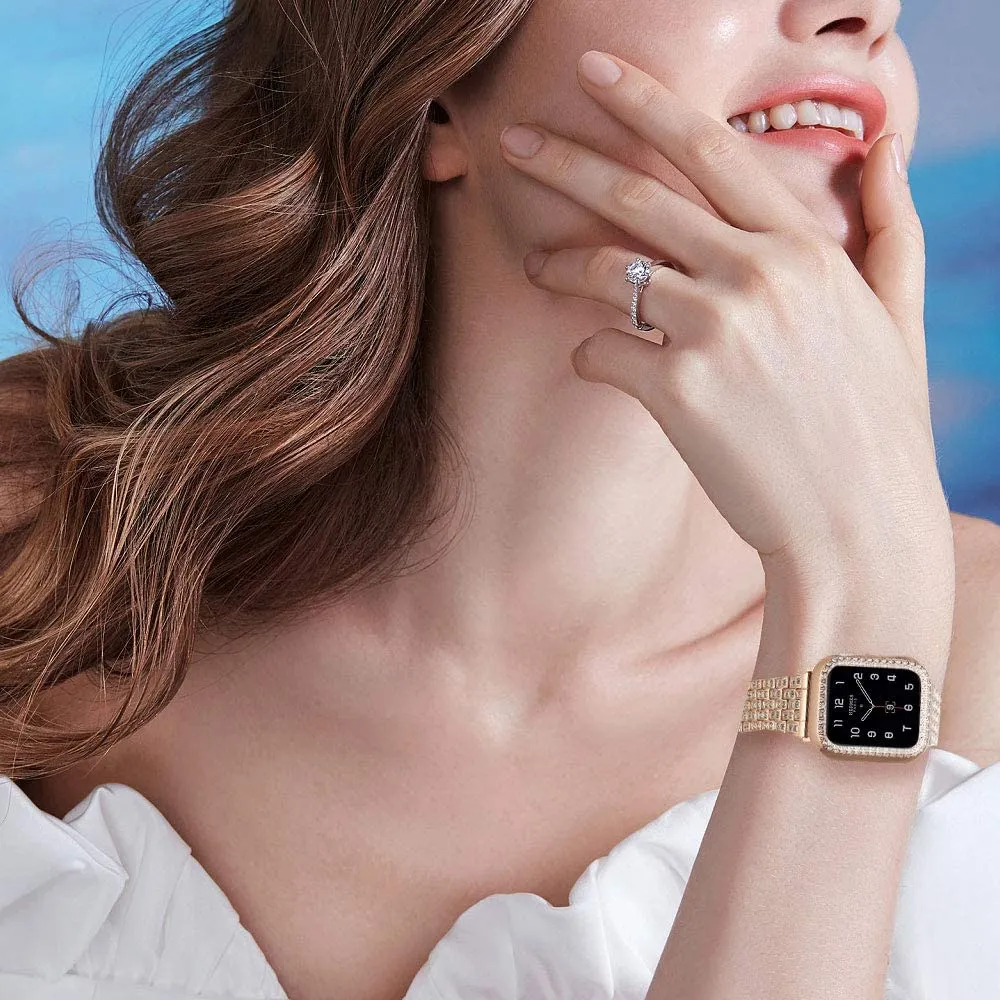Elite Series Diamond Strap Case Glass Screen Protector Compatible With Apple Watch