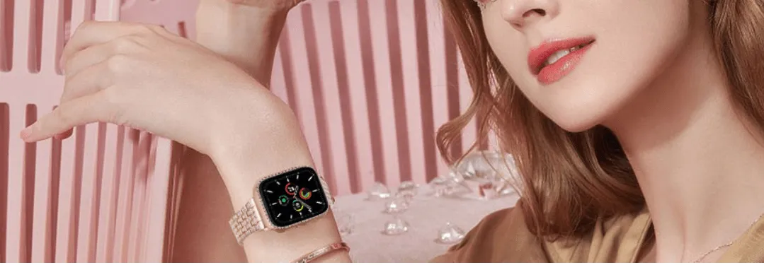 Elite Series Diamond Strap Case Glass Screen Protector Compatible With Apple Watch