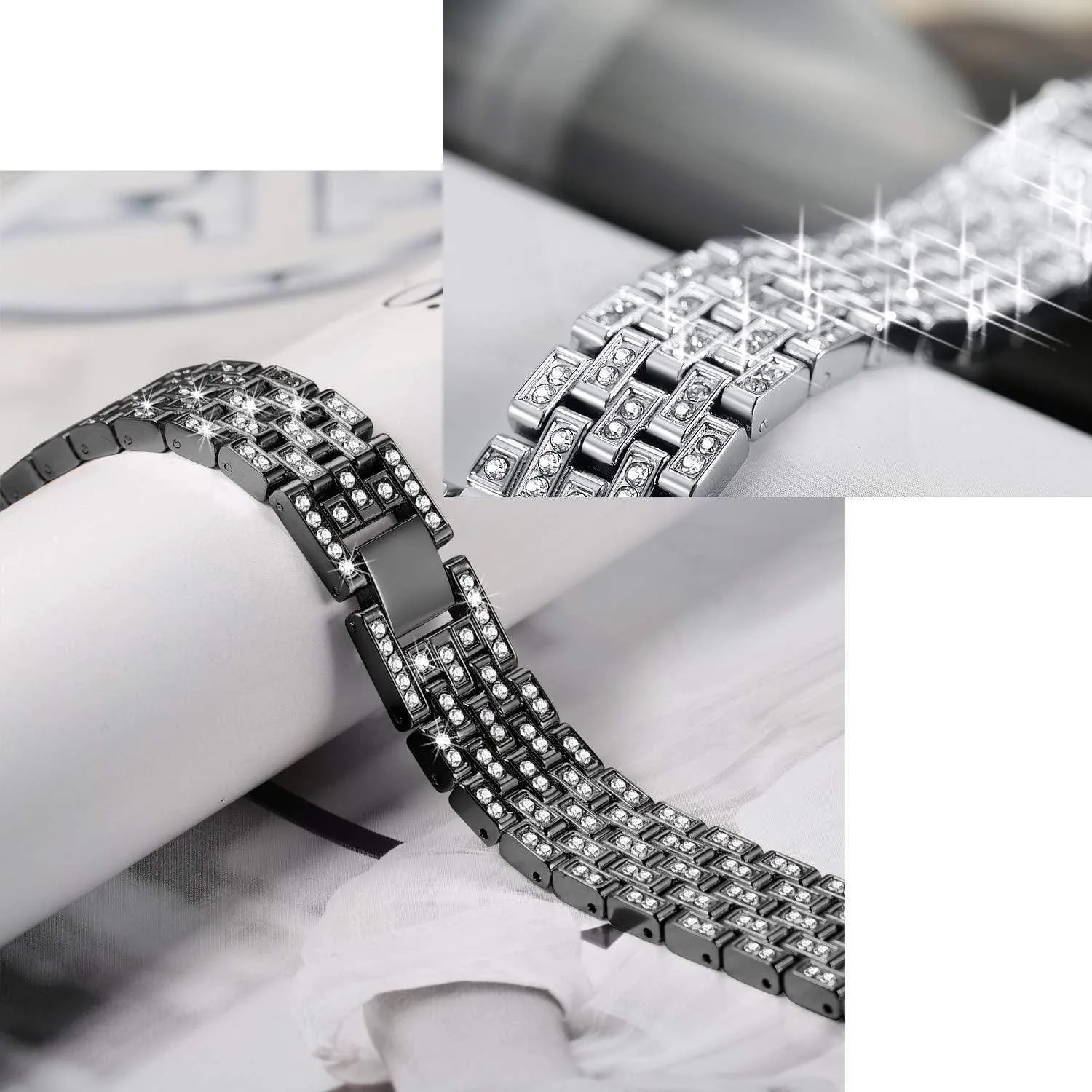 Elite Series Diamond Strap Case Glass Screen Protector Compatible With Apple Watch