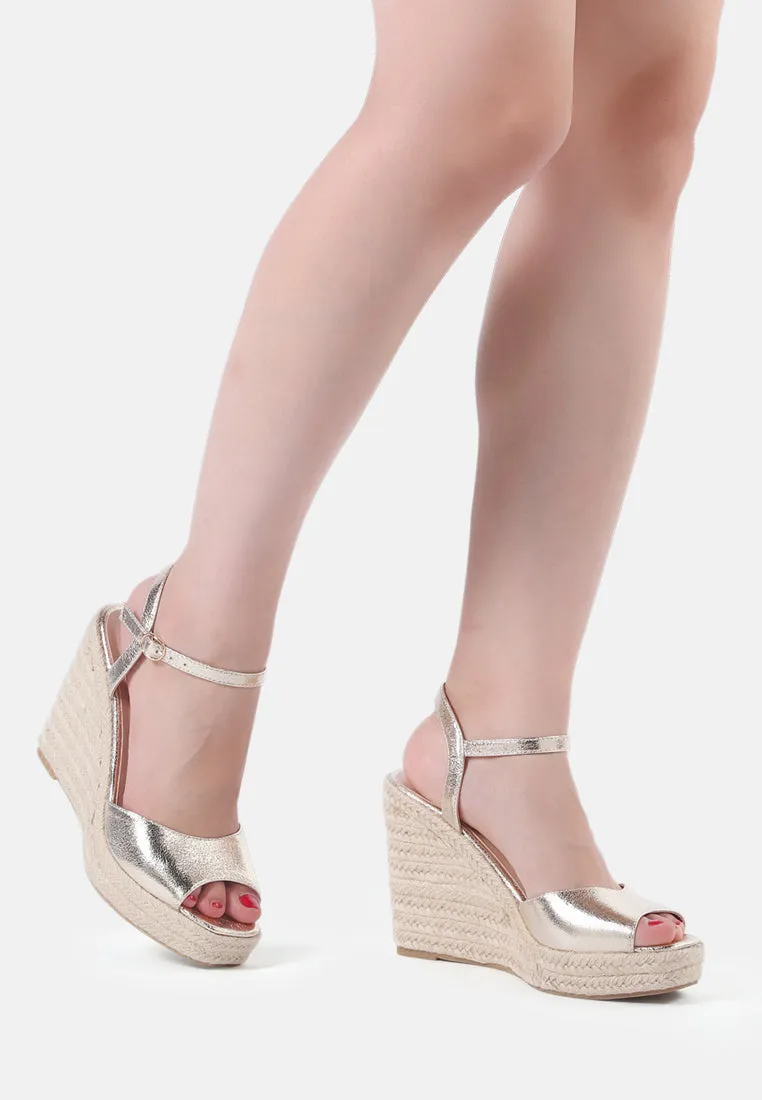 Emma Ankle Strap Espadrille Wedges Heel Sandal