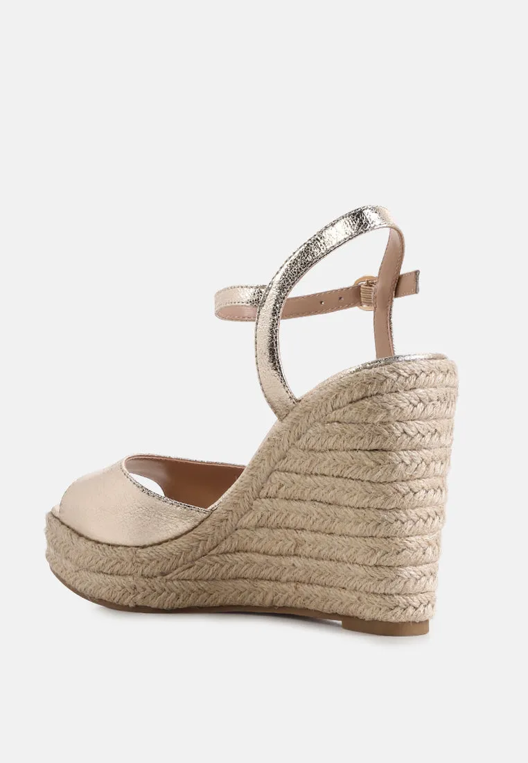 Emma Ankle Strap Espadrille Wedges Heel Sandal