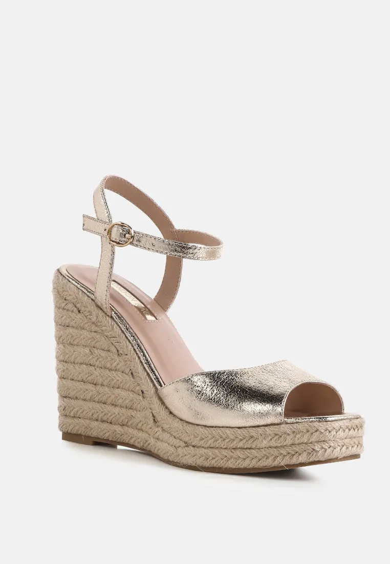 Emma Ankle Strap Espadrille Wedges Heel Sandal