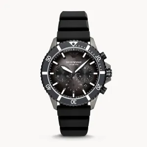 EMPORIO ARMANI CHRONOGRAPH BLACK SILICONE WATCH