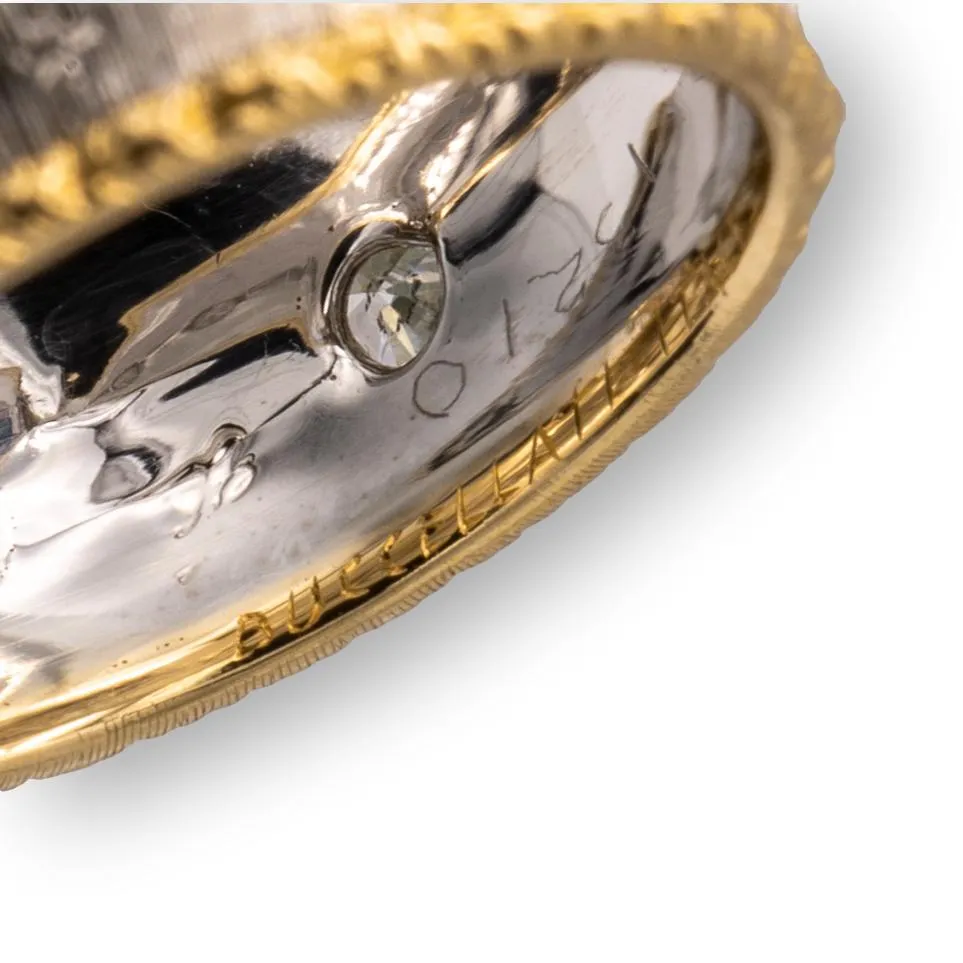 Estate Gianmaria Buccellati Capri 18K White and Yellow Gold Diamond Band Ring Size 5