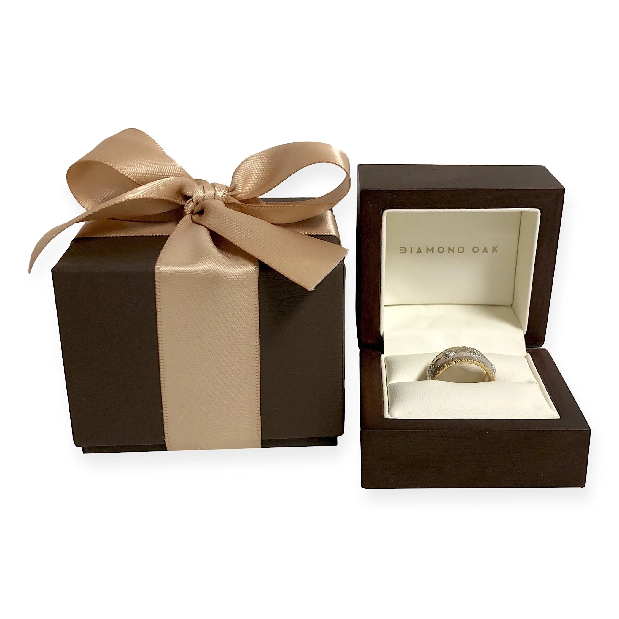 Estate Gianmaria Buccellati Capri 18K White and Yellow Gold Diamond Band Ring Size 5