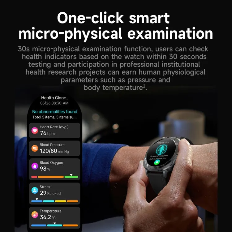 ET492 1.43 inch AMOLED Screen Silicone Strap Smart Watch Supports ECG/Blood Sugar Monitoring(Blue)