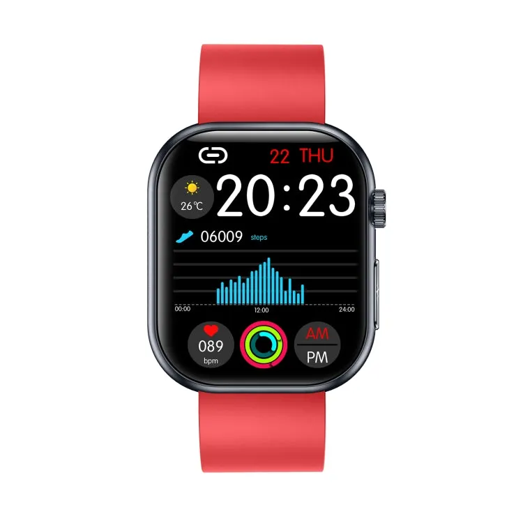 ET587 1.95 inch AMOLED Screen Smart Watch, ECG Electrocardiogram/Blood Sugar Monitoring(Red)