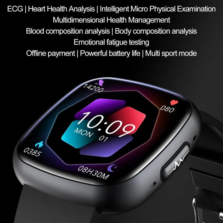 ET593 1.75 inch IPS Square Screen Smart Watch, ECG Electrocardiogram / Blood Sugar Monitoring(Pink)