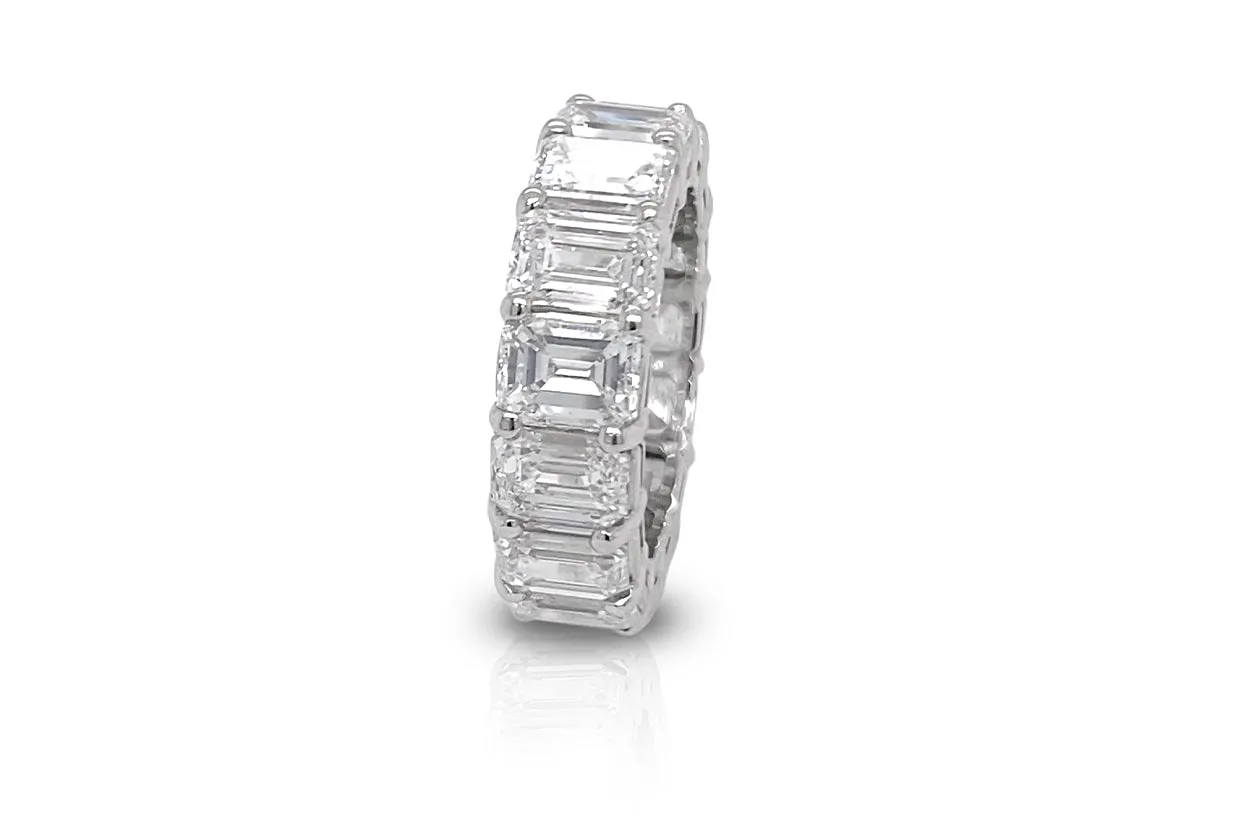 Eternity Ring 10.53 cts Emerald Cut Diamonds & Platinum
