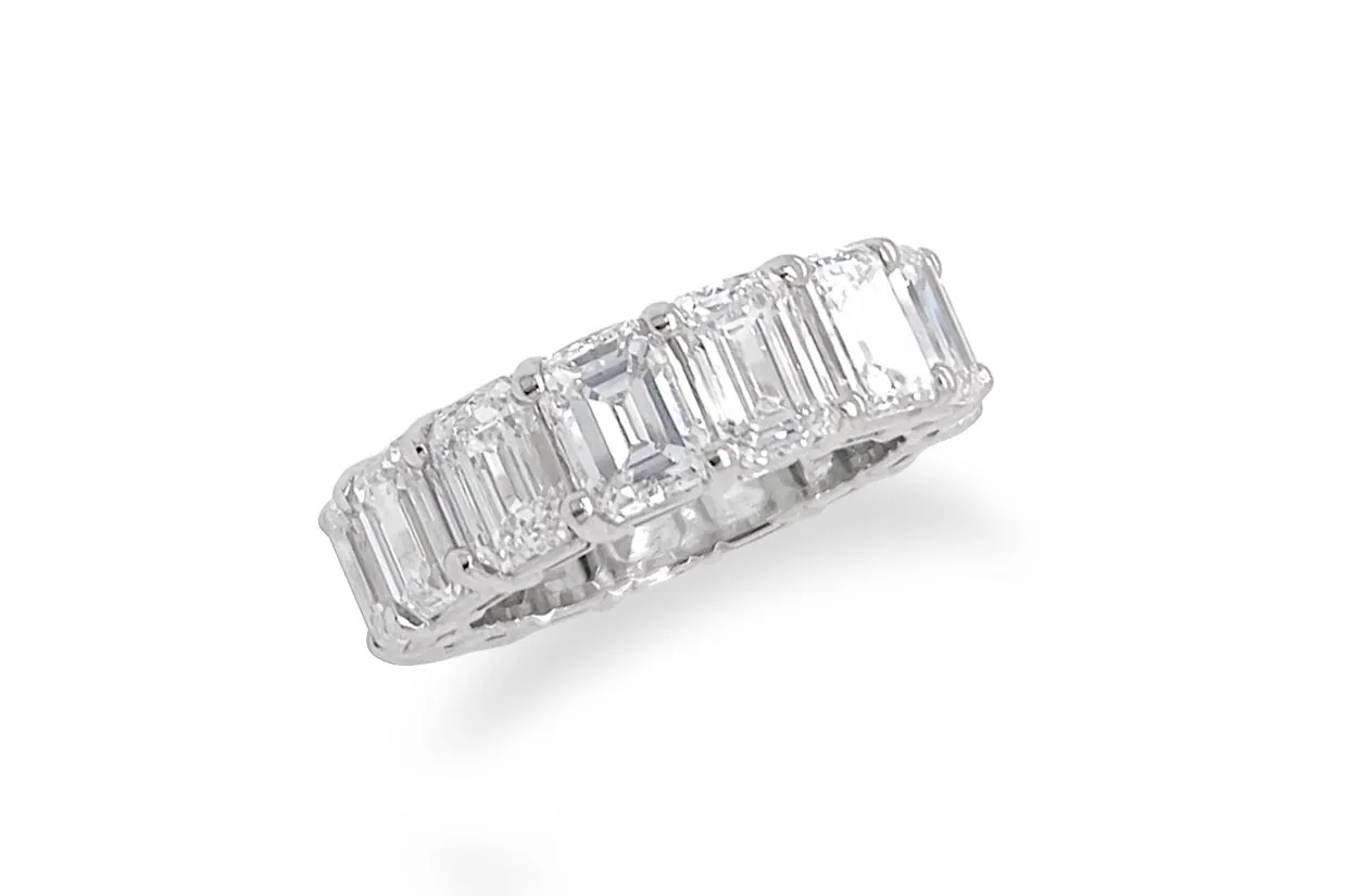 Eternity Ring 10.53 cts Emerald Cut Diamonds & Platinum