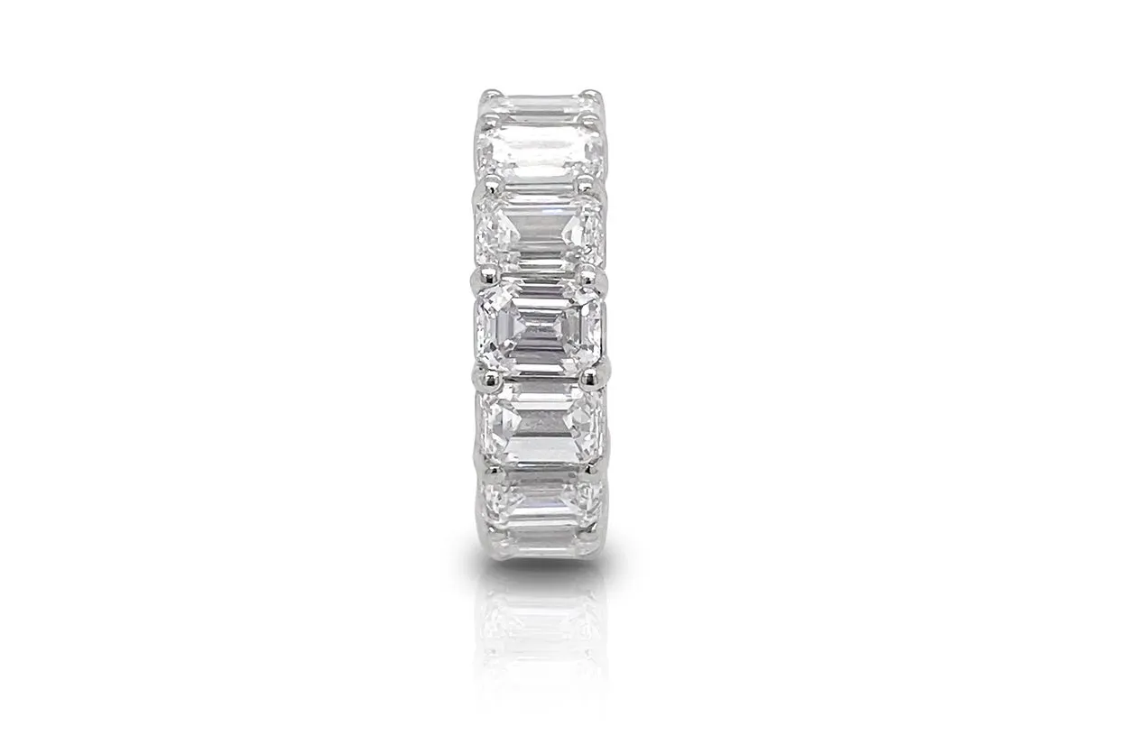 Eternity Ring 10.53 cts Emerald Cut Diamonds & Platinum
