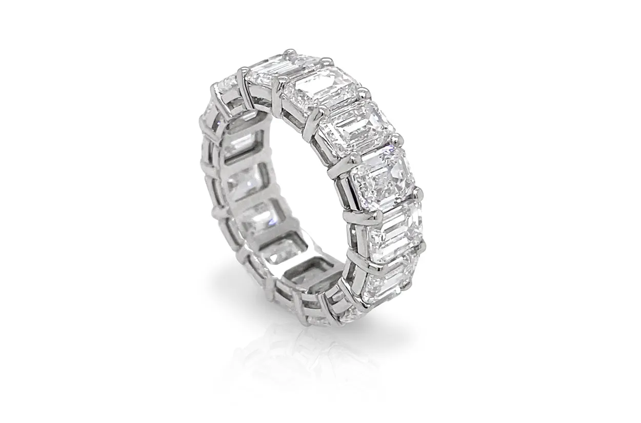Eternity Ring 10.53 cts Emerald Cut Diamonds & Platinum