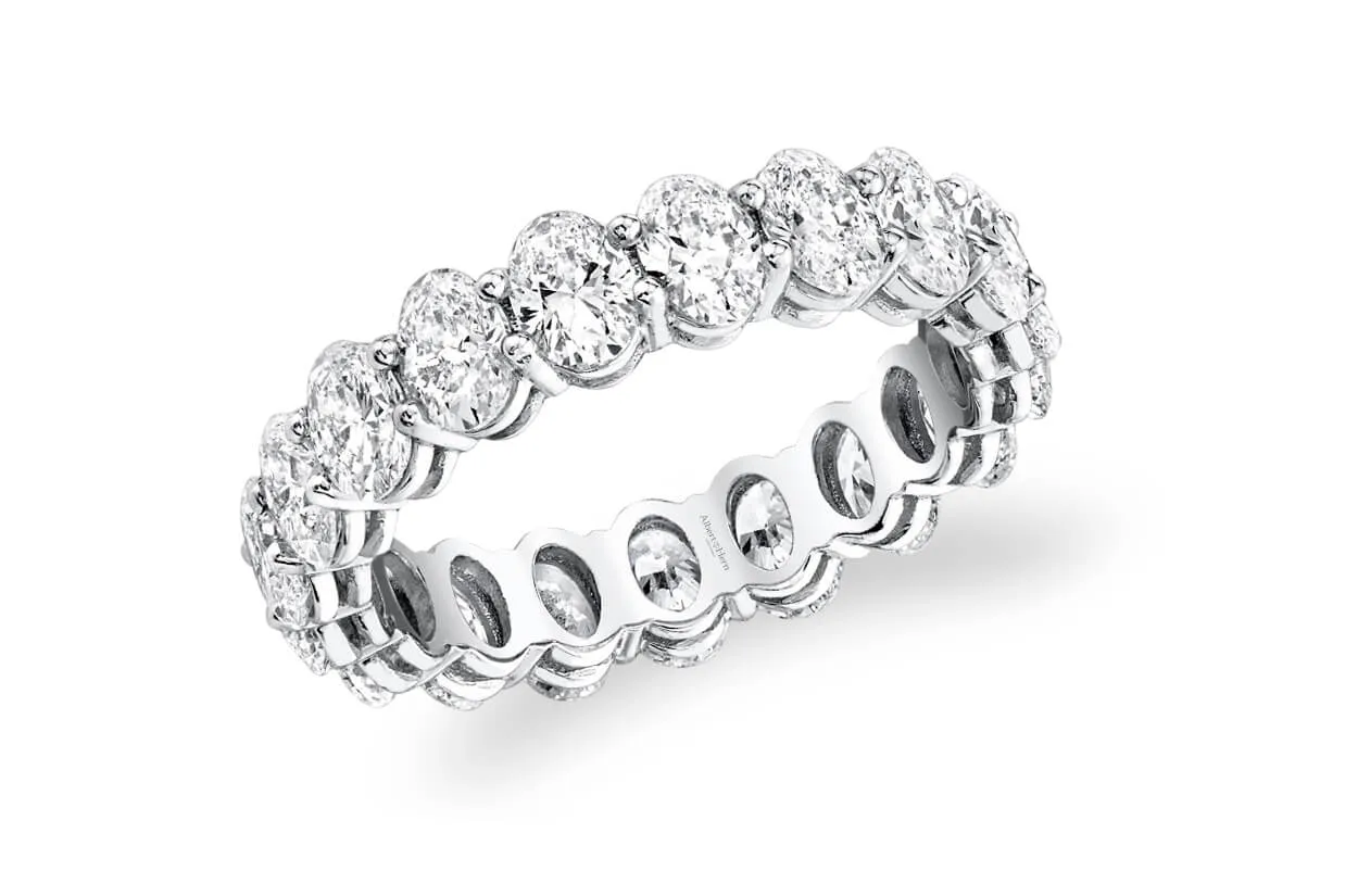 Eternity Ring Platinum & Petite Oval Cut Diamonds 2.23 cts