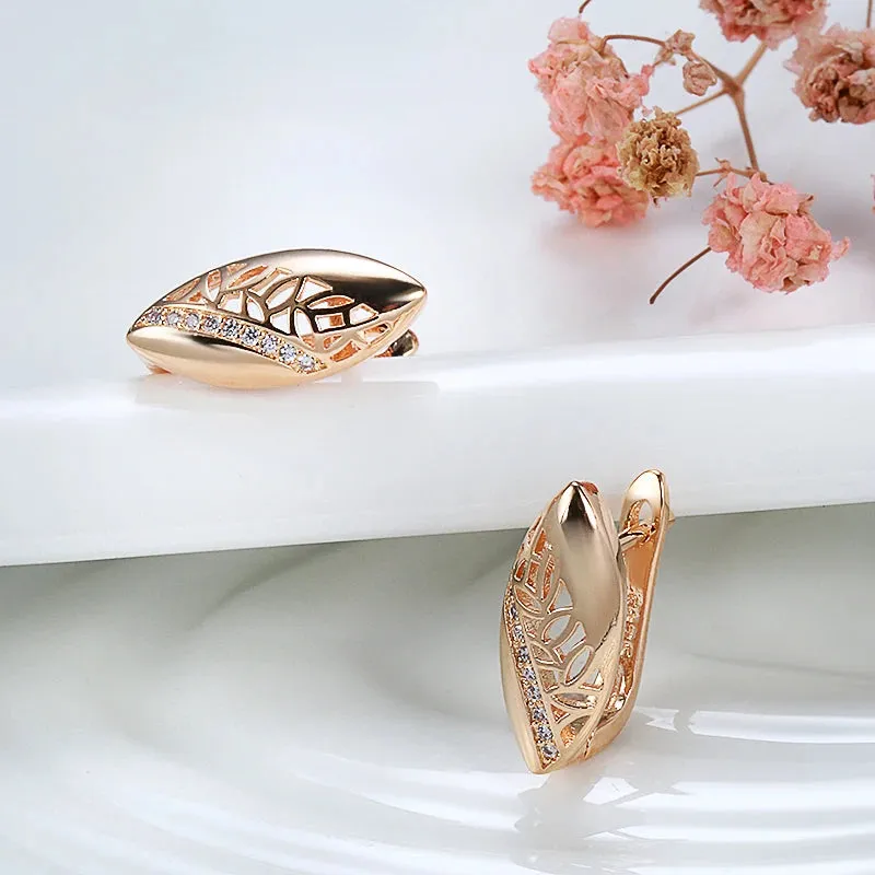 Ethnic Bride Wedding Jewelry Sets Rose Gold With Natural Zircon Necklace Earring Ring Luxury Women Jewelry