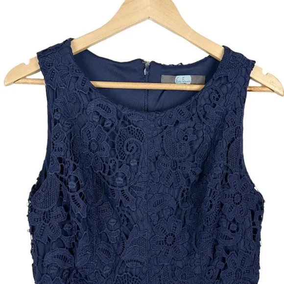 Eva Franco Obeylo Navy Blue Lace Dress Size 8