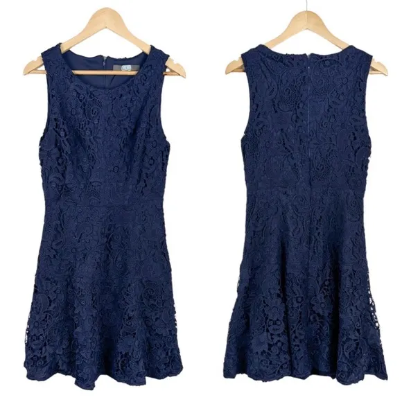 Eva Franco Obeylo Navy Blue Lace Dress Size 8