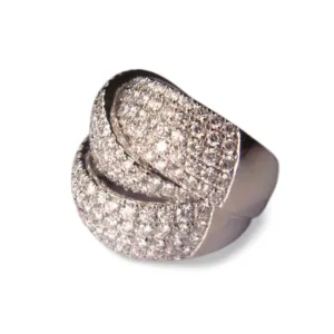 Exceptional 18K White Gold Diamond Designer Ring Band