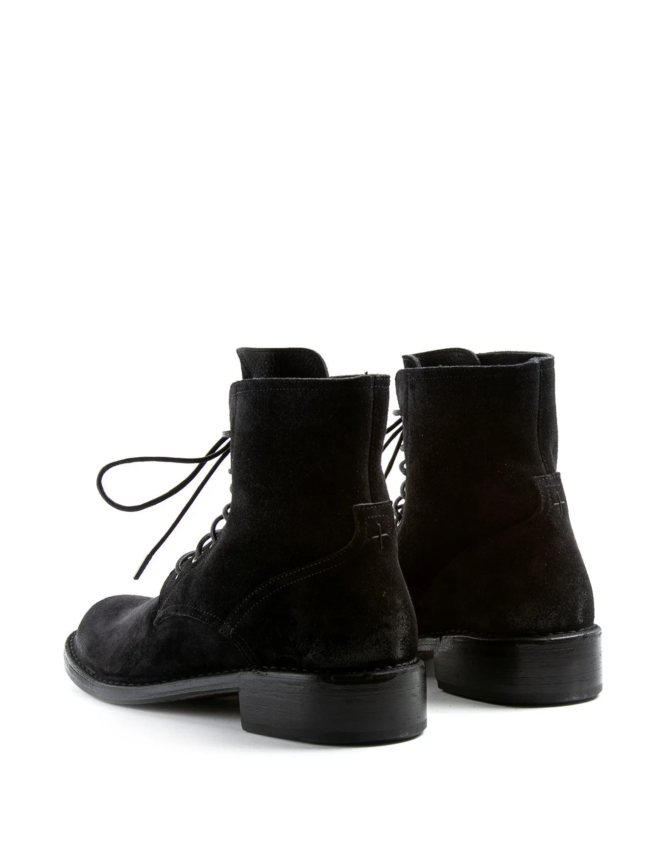 F-EMON Black Suede Lace-up Boots