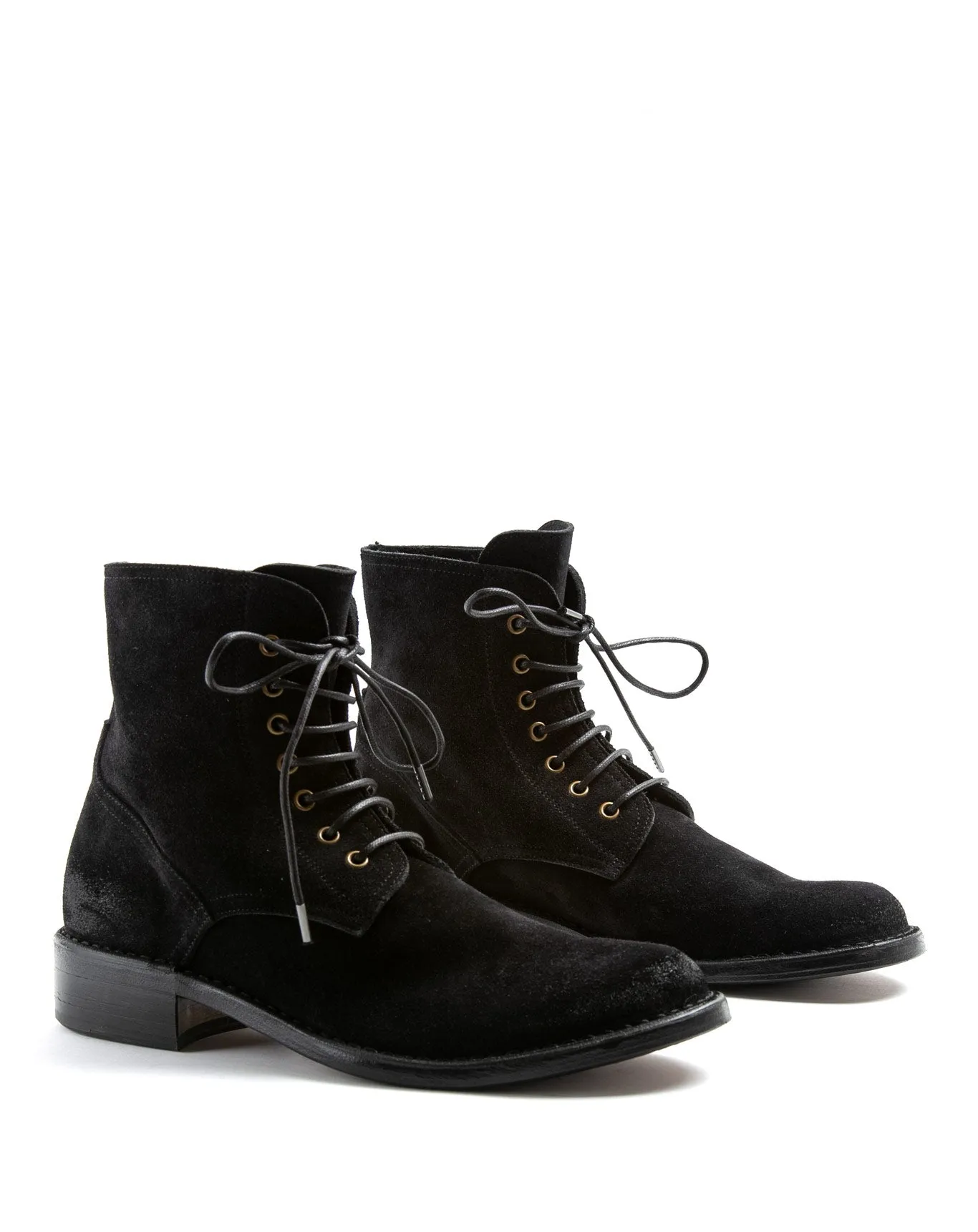 F-EMON Black Suede Lace-up Boots