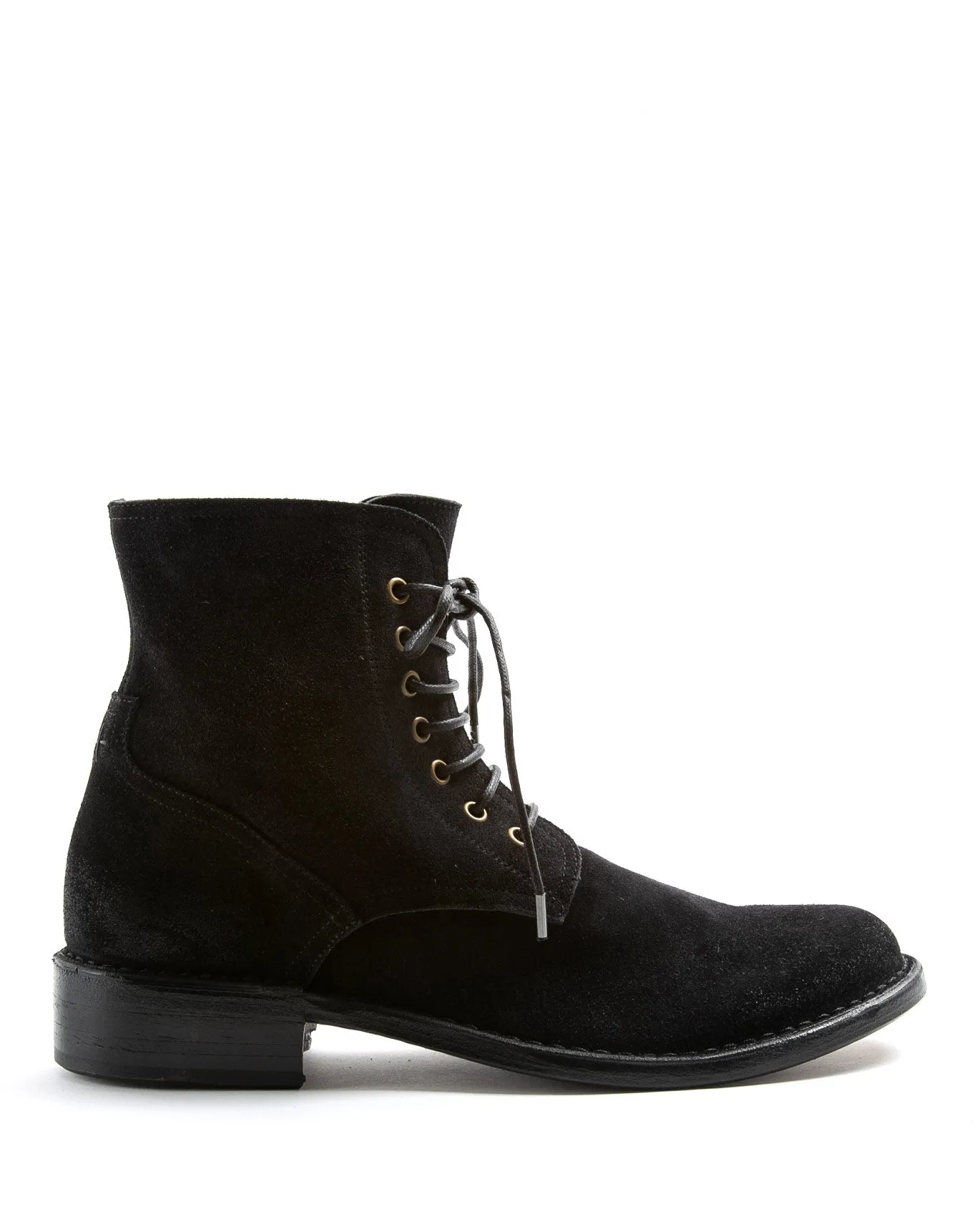 F-EMON Black Suede Lace-up Boots