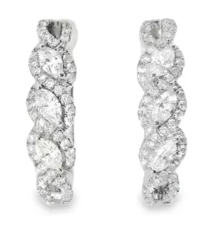 Fabulous 14K White Gold Marquise Diamond Huggie Earrings
