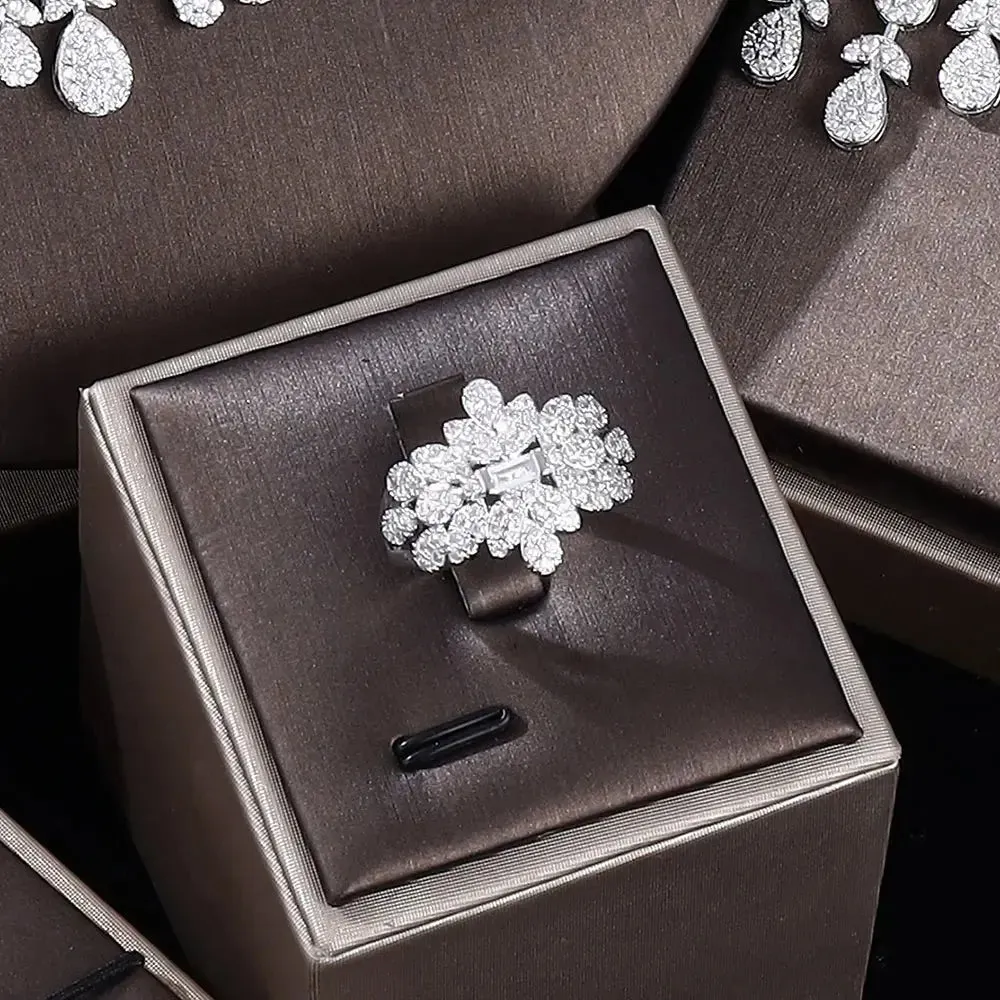 Fashion 4 Piece Bridal Zirconia Jewelry Set for Women's Party, Crystal Wedding Jewelry Set