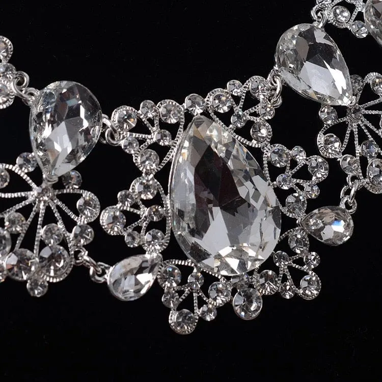 Fashion Rhinestone Silver Color Crystal Costume Jewelry Sets