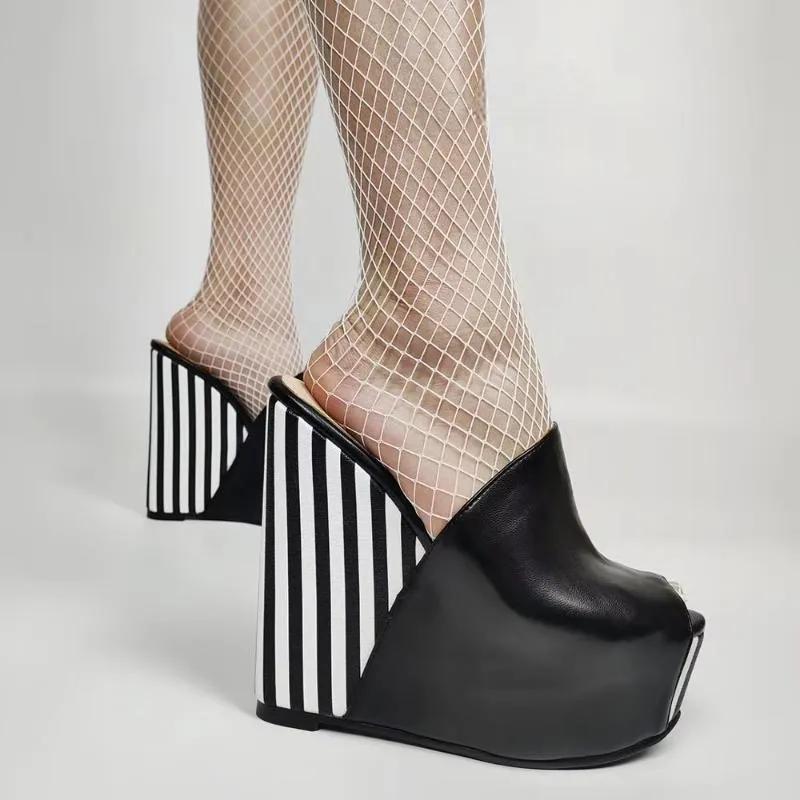 FASHION Women Platform Wedges Mules Slip On Pumps High Heels Sandals