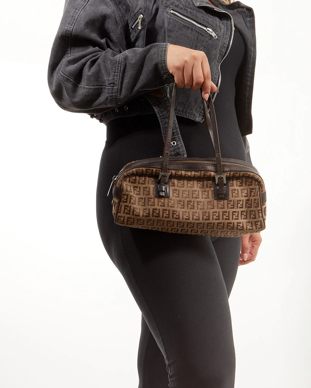 Fendi Brown Zucca Print Canvas Bowling Bag
