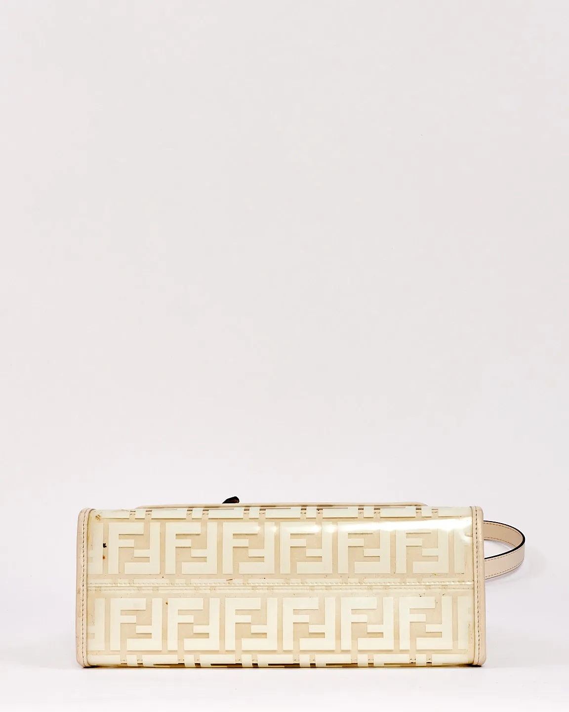 Fendi White Zucca PVC and Leather Runaway Shopper Tote