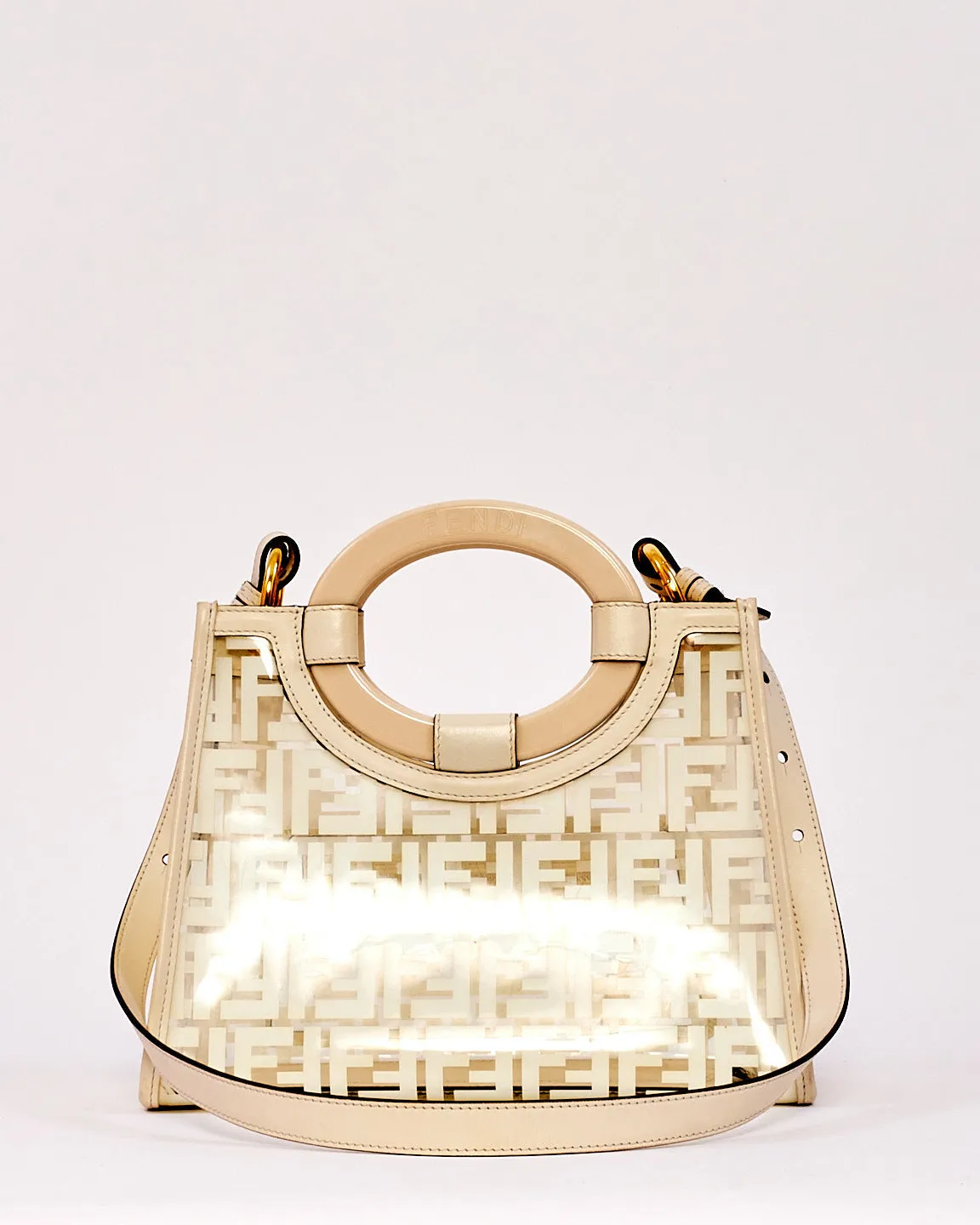 Fendi White Zucca PVC and Leather Runaway Shopper Tote