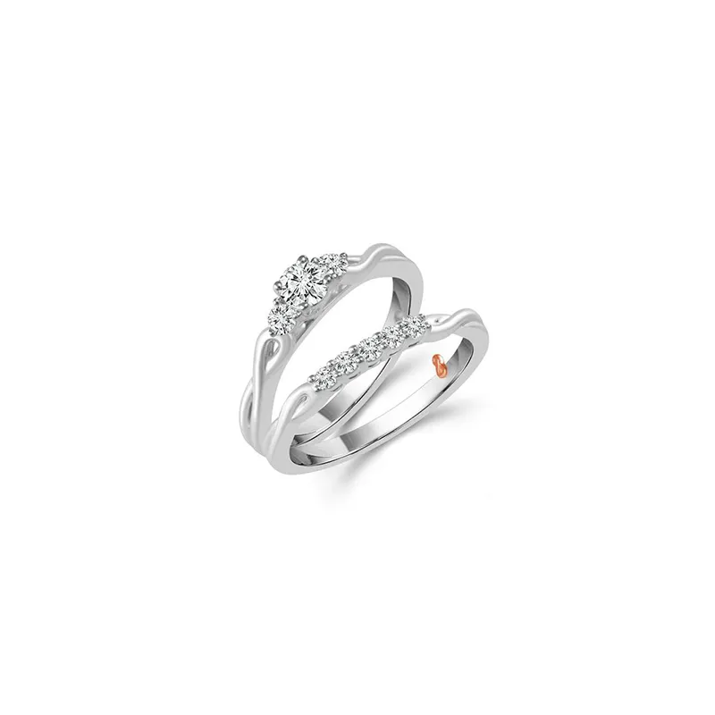 Fink's Exclusive Round Diamond Triple-Stone Engagement Ring Set