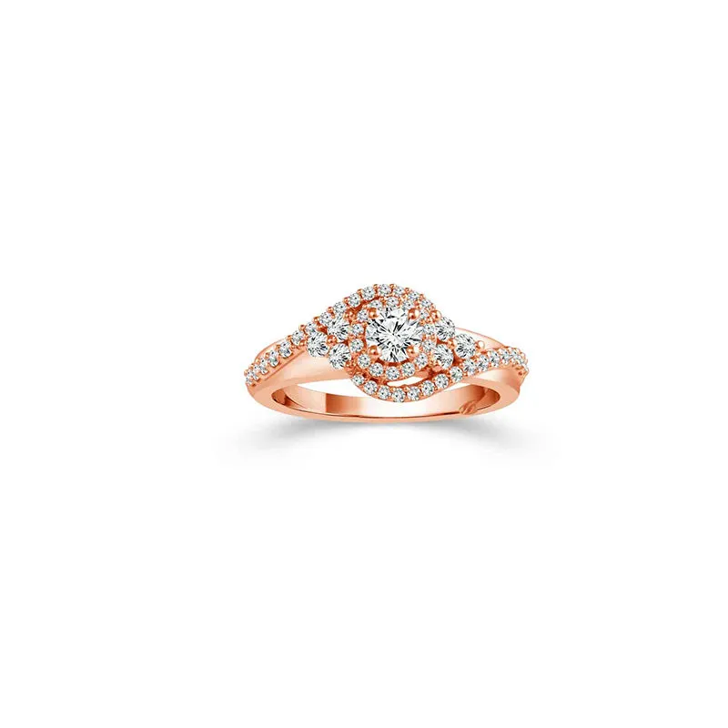 Fink's Exclusive Round Halo Engagement Ring Set with Twist Design