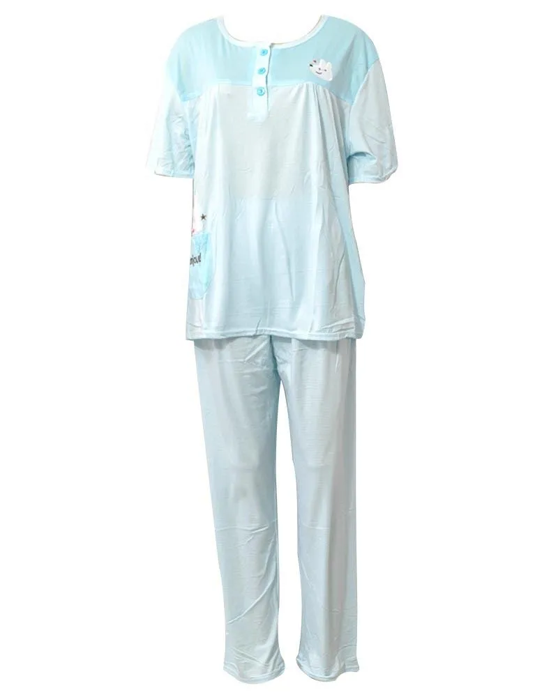 Firozi 2 Pcs Nightdress For Girls Plained & Front Button 701 - Women Nightdress