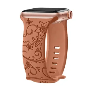 Floral Engraved Soft Silicone Apple Watch Band