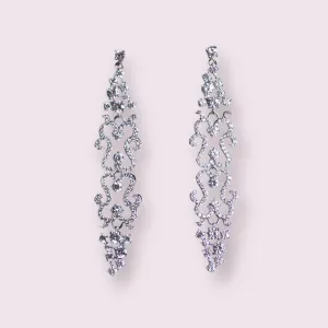 Floral Gothic CZ micro pave drop wedding earrings, Wedding Jewelry, Bridal, Bridesmaids
