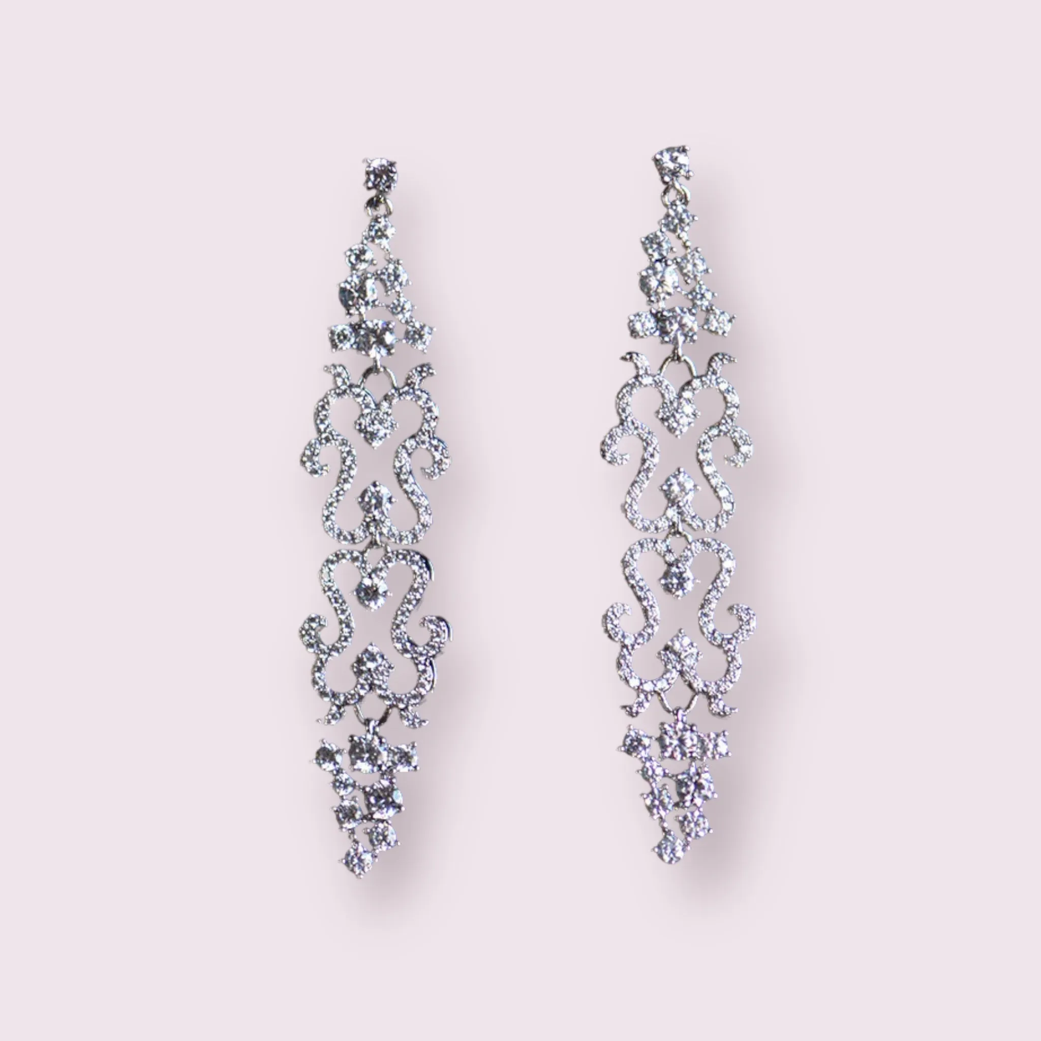 Floral Gothic CZ micro pave drop wedding earrings, Wedding Jewelry, Bridal, Bridesmaids