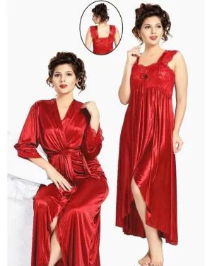 Flourish Nighty FL-533 - 2Pcs Bridal Nighty Set - Long Nighty