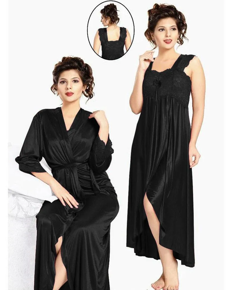 Flourish Nighty FL-533 - 2Pcs Bridal Nighty Set - Long Nighty