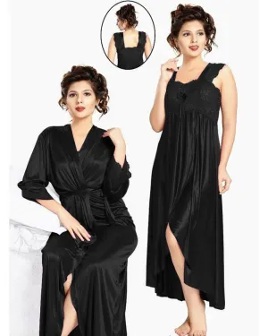 Flourish Nighty FL-533 - 2Pcs Bridal Nighty Set - Long Nighty