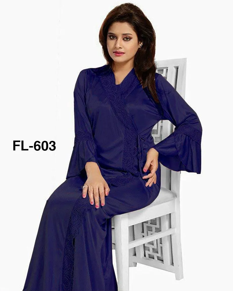Flourish Nighty FL-603 - 2Pcs Bridal Nighty Set - Long Nighty