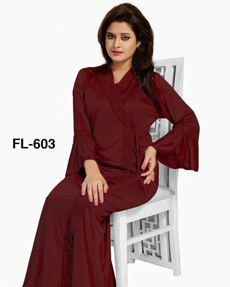 Flourish Nighty FL-603 - 2Pcs Bridal Nighty Set - Long Nighty