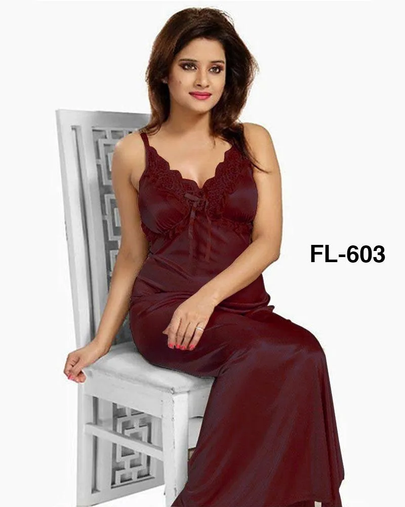 Flourish Nighty FL-603 - 2Pcs Bridal Nighty Set - Long Nighty