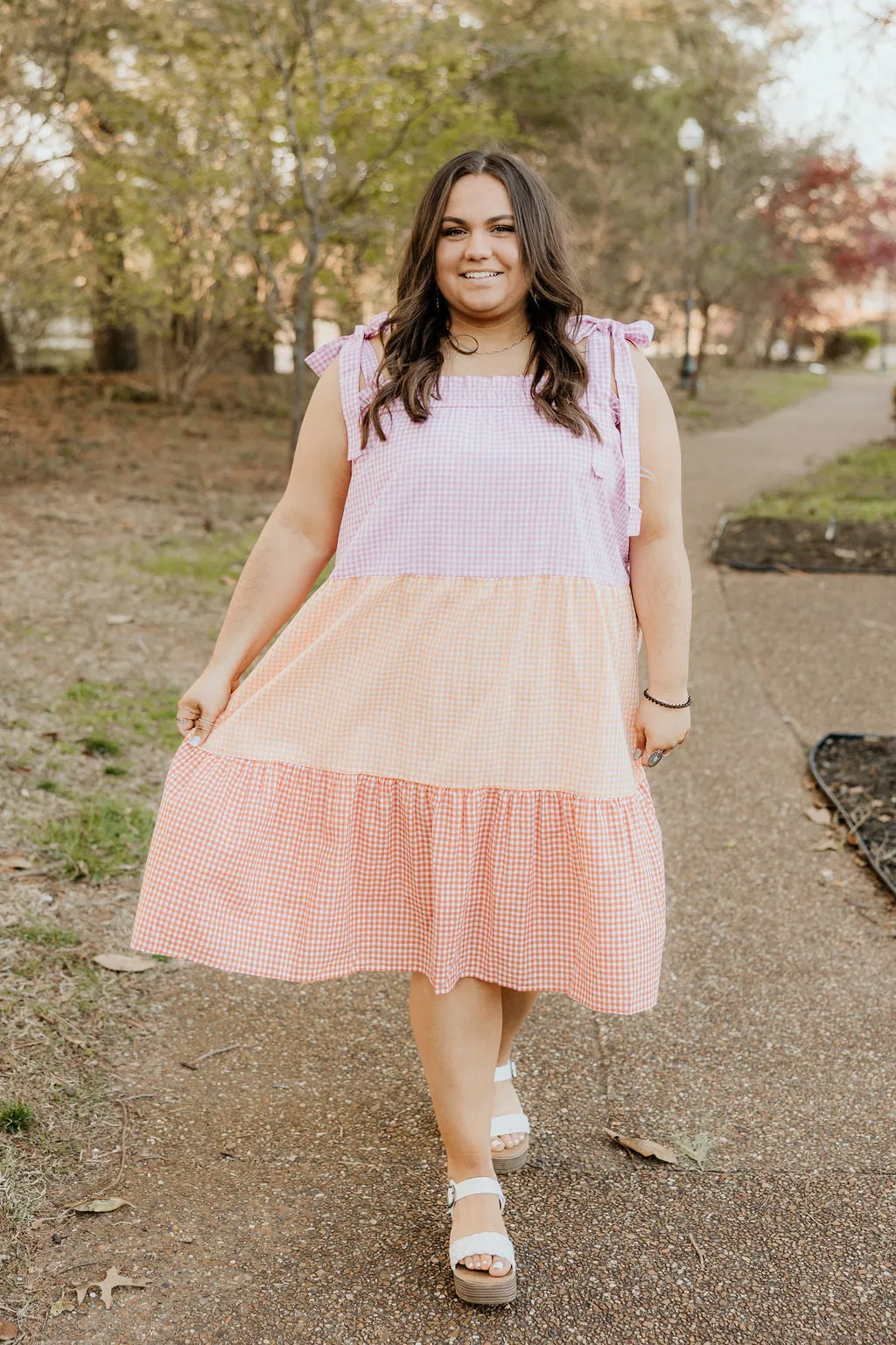 Follow the Sun Gingham Midi Dress