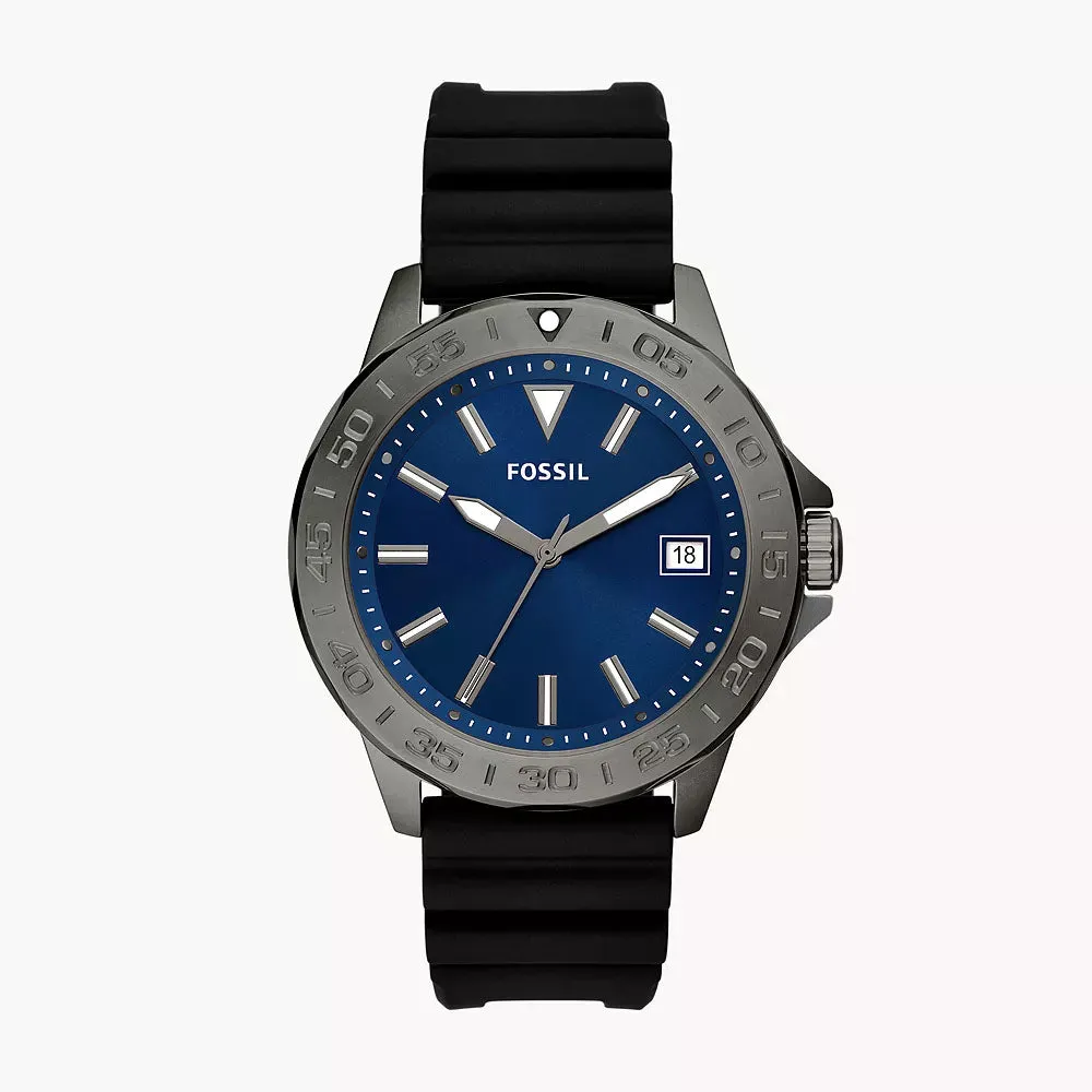 Fossil Bannon Men's Three-Hand Date Black Silicone Watch - BQ2784