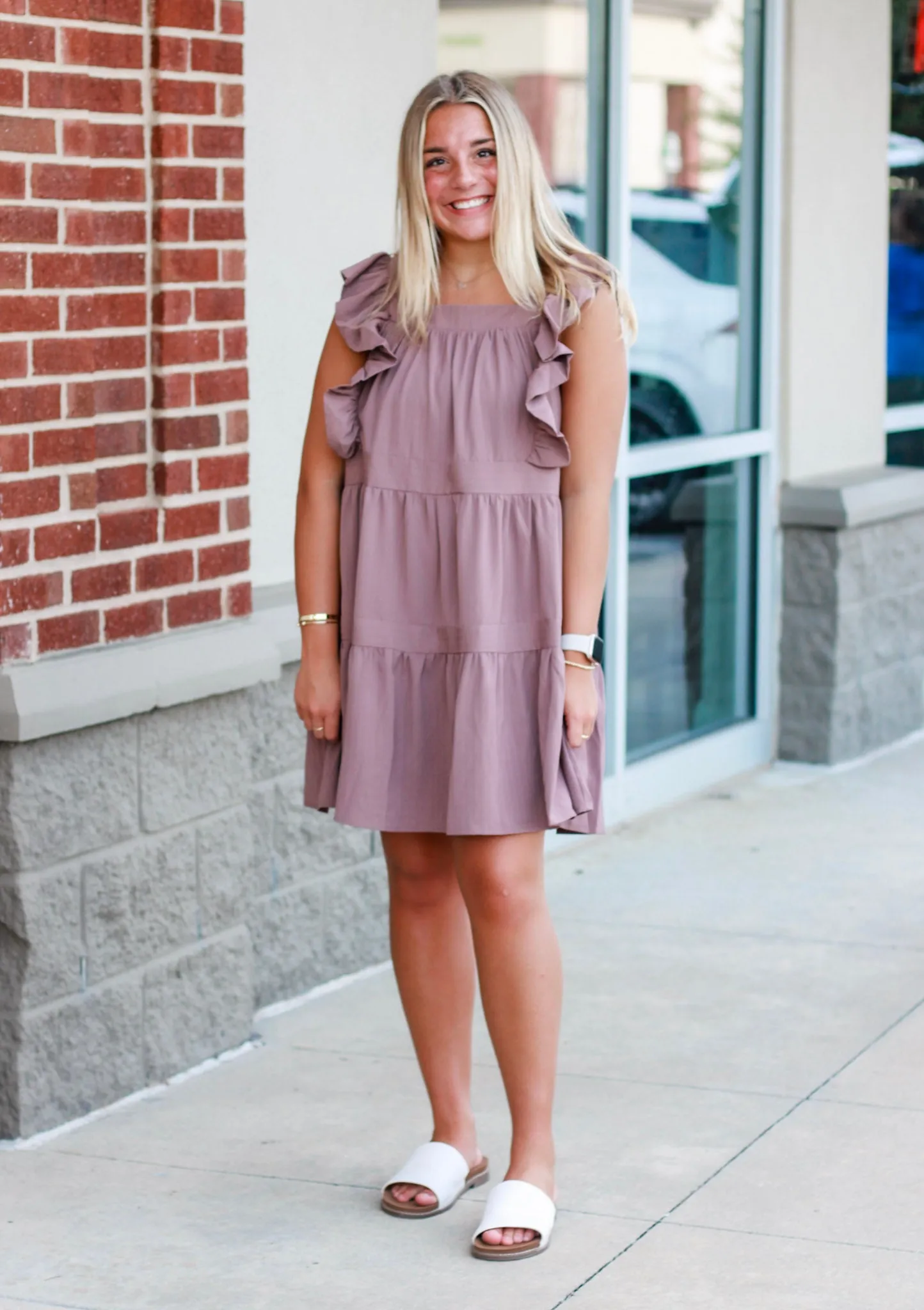 Frill Time Mocha Dress