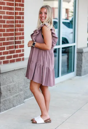 Frill Time Mocha Dress