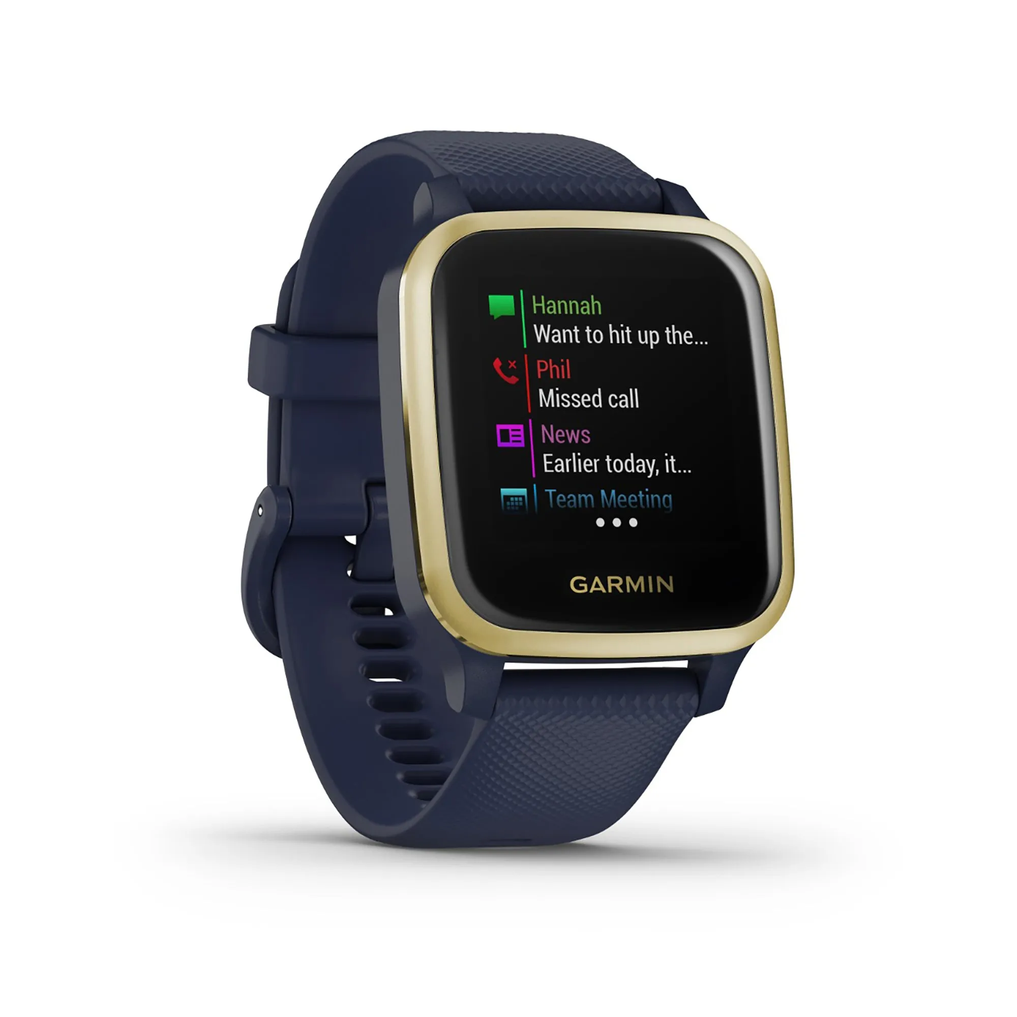 Garmin Venu Sq Music Edition Silicone Blue Strap Full Color Display Dial Watch - 010-02426-12