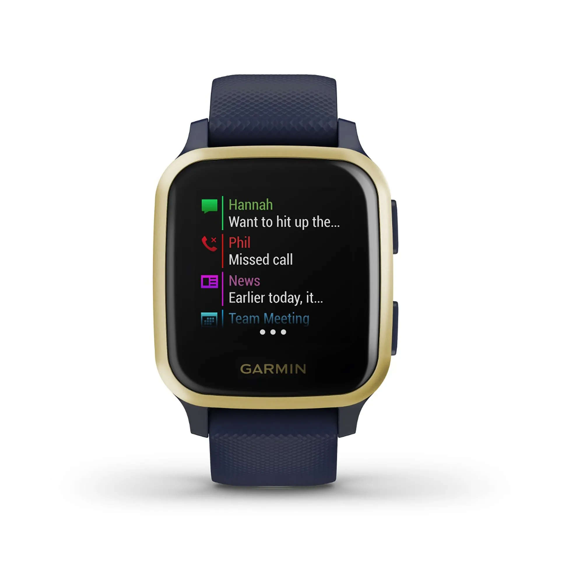 Garmin Venu Sq Music Edition Silicone Blue Strap Full Color Display Dial Watch - 010-02426-12
