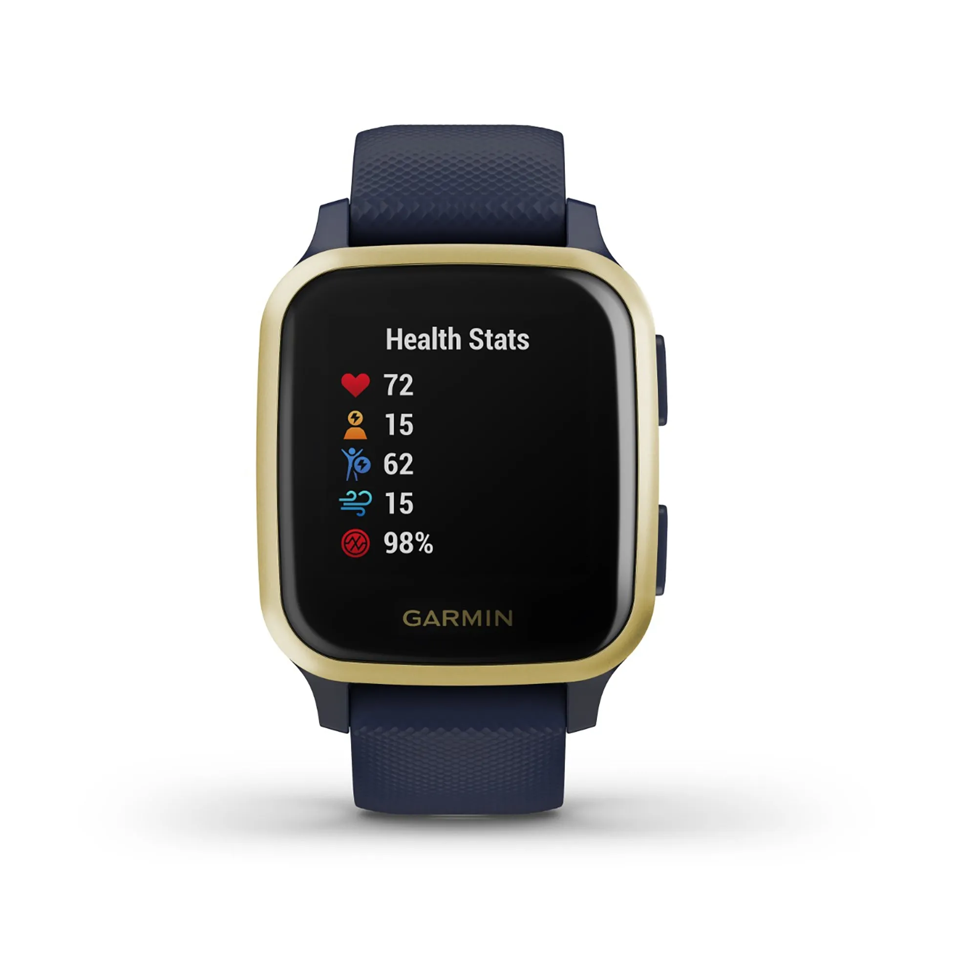 Garmin Venu Sq Music Edition Silicone Blue Strap Full Color Display Dial Watch - 010-02426-12